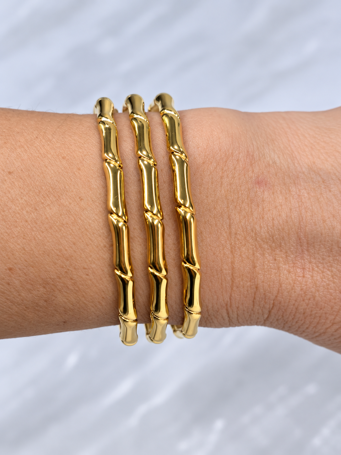 Pulsera Dorada Estilo Bambú
