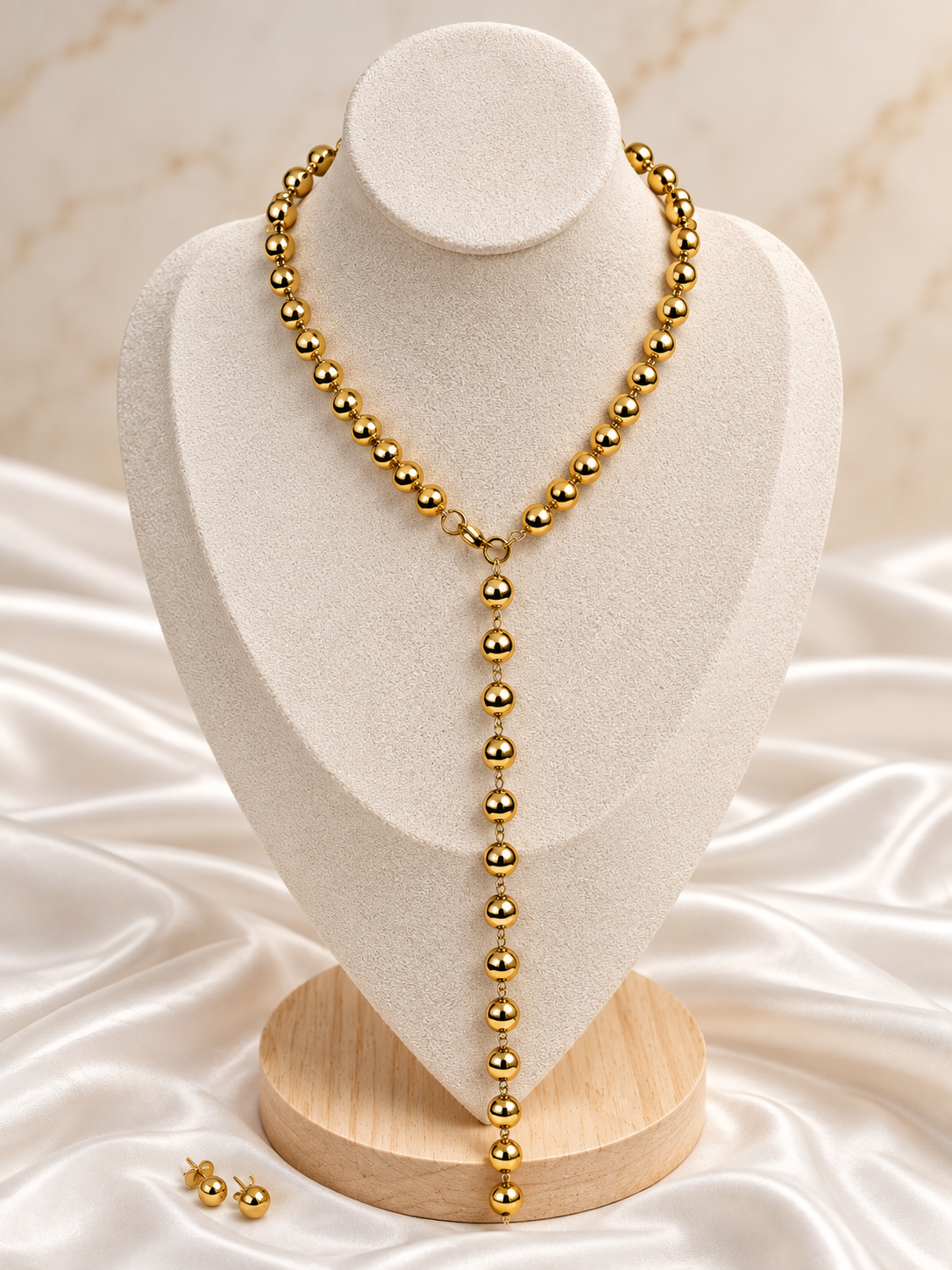 Set Gold Beads Lariat