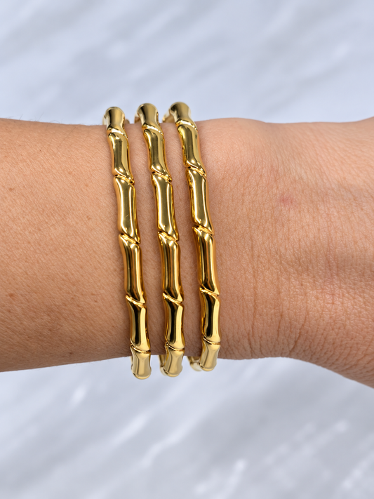 Pulsera Dorada Estilo Bambú