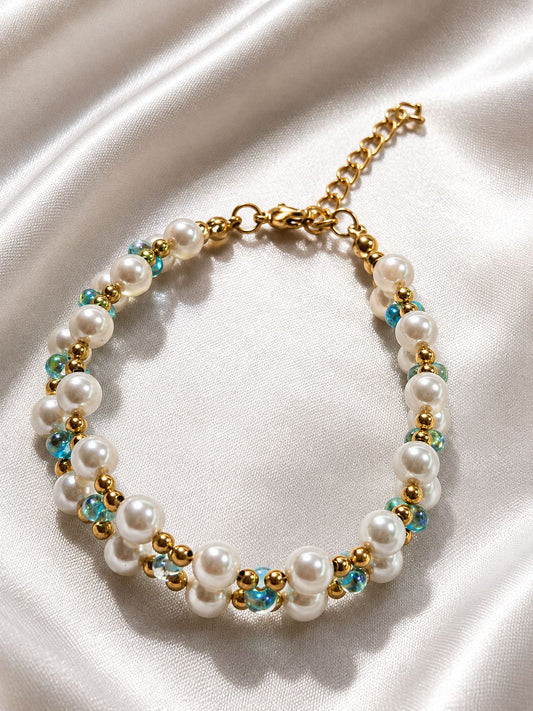Pearl & Blue Beaded Choker